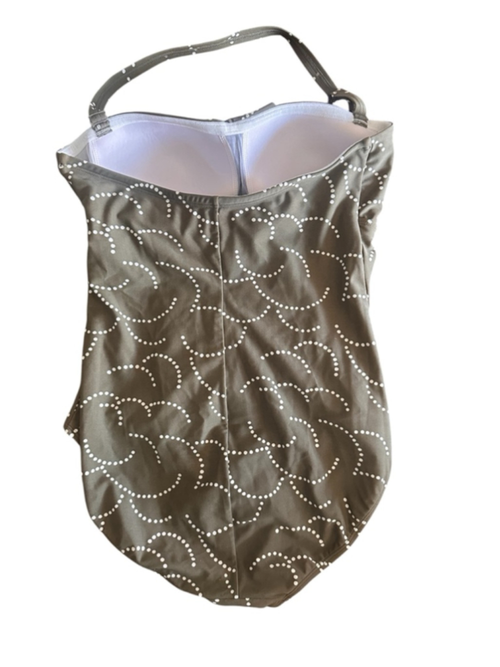 Boden One Piece Swimsuit US10 Olive Ruched Strapless/Halter Vacation - Picture 8 of 8